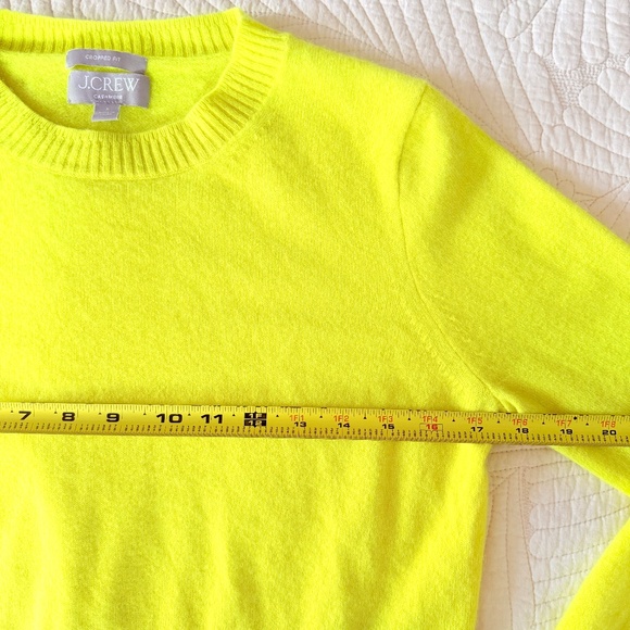 J.Crew Cropped Cashmere Crewneck Sweater Lemon Sorbet Citron Size Small - Picture 13 of 15